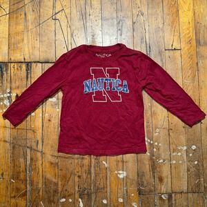 Nautica T Shirt Kids 4T Red Short Sleeve Crew Neck Pullover Graphic Logo Tee
